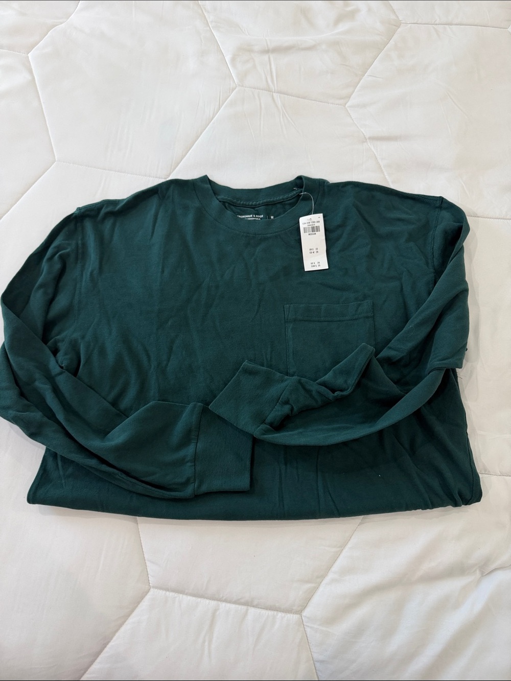 ***Mens*** Abercrombie & Fitch Long-Sleeve Pocket Tee in Dark Teal